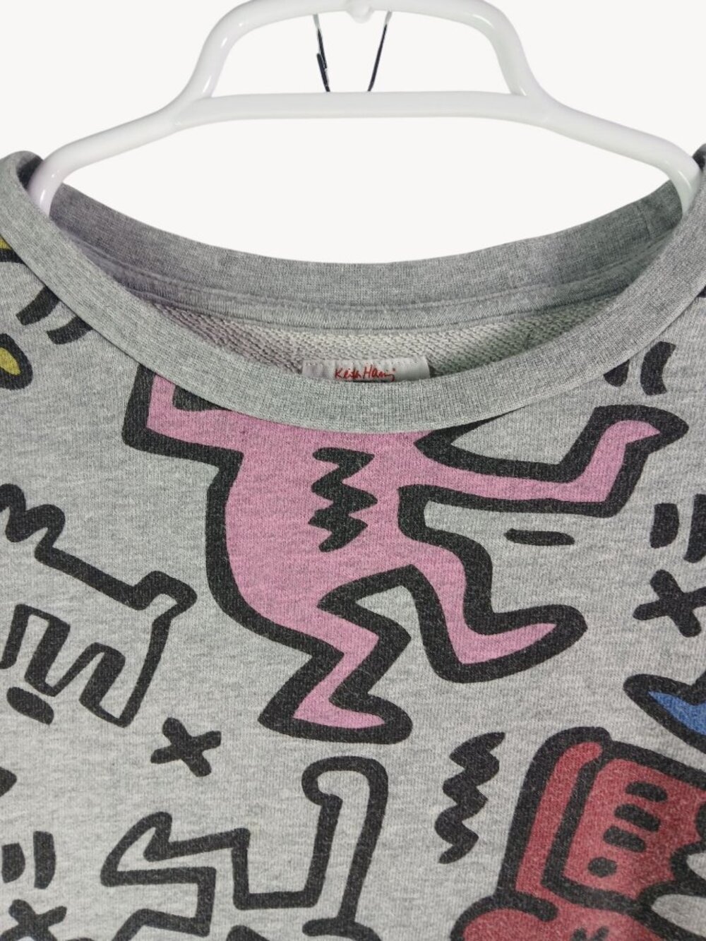 Keith Haring Forever 21 Gray Graphic Sweatshirt Womens Large Colorful Abstract - Picture 3 of 8